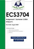 ECS3704 Assignment 1 (QUALITY ANSWERS) Semester 2 2024