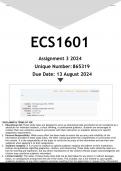 ECS1601 Assignment 3 (ANSWERS) 2024 - DISTINCTION GUARANTEED