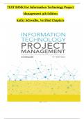 TEST BANK For Information Technology Project Management 9th Edition by Kathy Schwalbe, Verified Chapters 1 - 13, Complete Newest Version