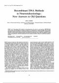 Recombinant DNA Methods  in Neuroendocrinology:  New Answers to Old Questions 