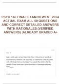 PSYC 140 FINAL EXAM NEWEST 2024 ACTUAL EXAM ALL 50 QUESTIONS AND CORRECT DETAILED ANSWERS WITH RATIONALES (VERIFIED ANSWERS) |ALREADY GRADED A+