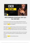 CRCR Certification Actual Exam/ 205+ Qs & Ans/ 2024-2025. 