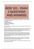 BIOD 101 - EXAM 2 QUESTIONS AND ANSWERS