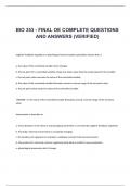 BIO 353 - FINAL OE COMPLETE QUESTIONS AND ANSWERS (VERIFIED)