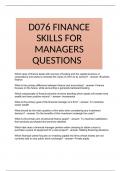 D076 FINANCE SKILLS FOR MANAGERS QUESTIONS  