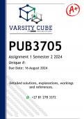 PUB3705 Assignment 1 (DETAILED ANSWERS) Semester 2 2024 - DISTINCTION GUARANTEED