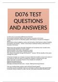 D076 TEST QUESTIONS AND ANSWERS