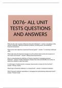 D076- ALL UNIT TESTS QUESTIONS AND ANSWERS