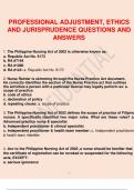 PROFESSIONAL ADJUSTMENT, ETHICS AND JURISPRUDENCE QUESTIONS AND ANSWERS 