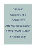 DSC1630 Assignment 1 (COMPLETE ANSWERS) Semester 2 2024 (234521)- DUE 8 August 2024