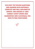 FCCS POST TEST REVIEW QUESTIONS AND ANSWERS WITH RATIONALE   COMPLETE AND WELL EXPLAINED BY EXPERTS  AND GRADED A+ 100% CORRECT LATEST UPDATE 2024 GUARANTEED 100% SUCCESS[ALL YOU NEED TO PASS YOUR EXAMS