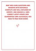 BKAT MED-SURG QUESTIONS AND ANSWERS WITH RATIONALE   COMPLETE AND WELL EXPLAINED BY EXPERTS  AND GRADED A+ 100% CORRECT LATEST UPDATE 2024 GUARANTEED 100% SUCCESS[ALL YOU NEED TO PASS YOUR EXAMS