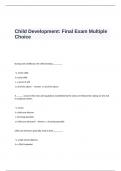 Child Development Final Exam  Questions and Answers-Multiple Choice