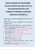 QME-NUMBERS TO MEMORISE EXAM NEWEST 2024-2025 ACTUAL EXAM 80 QUESTIONS AND CORRECT VERIFIED ANSWERS. ALREADY GRADED A+.