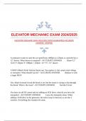 ELEVATOR MECHANIC EXAM 2024/2025 WITH GUARANTEED ACCURATE ANSWERS |VERIFIED