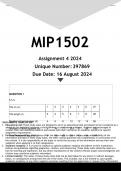 MIP1502 Assignment 4 (ANSWERS) 2024 - DISTINCTION GUARANTEED