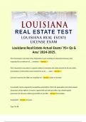 Louisiana Real Estate - State Portion License Exam/ 190 Qs & Ans/ 2024-2025. 