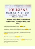 Louisiana Real Estate - State Portion License Exam/ 185+ Qs & Ans/ 2024-2025. 