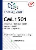 CML1501 Assignment 1 (DETAILED ANSWERS) Semester 2 2024 - DISTINCTION GUARANTEED 