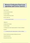 Western Civilization Final exam Questions and Correct Answers