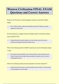 Western Civilization Final exam Questions and Correct Answers