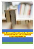 PMH-C Perinatal Mental Health Certification Exam Questions 161-180 and Answers 100% Pass | Graded A+