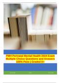 PMH Perinatal Mental Health 2024 Exam Multiple Choice Questions and Answers 100% Pass | Graded A+