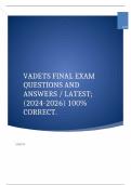 VADETS FINAL EXAM QUESTIONS AND ANSWERS / LATEST;(2024-2026) 100% CORRECT.