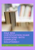 MAA NHA CERTIFICATION EXAM QUESTIONS WITH COMPLETE SOLUTIONS!!