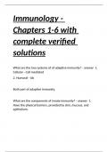 Immunology - Chapters 1-6 with complete verified solutions.