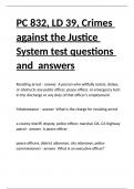 PC 832, LD 39, Crimes against the Justice System test questions and answers