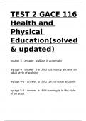 TEST 2 GACE 116 Health and Physical Education(solved& updated