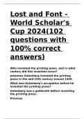 Lost and Font - World Scholar-s Cup 2024(102 questions with 100- correct answers).