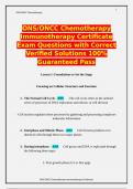 ONS/ONCC Chemotherapy Immunotherapy Certificate Exam Questions with Correct Verified Solutions 100% Guaranteed Pass