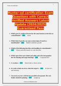 Hunter-ed certification Exam Questions with Correct Verified Answers Latest Update (2024/2025) Guaranteed Pass