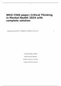  WGU C946 paper; Critical Thinking in Mental Health 2024 with complete solution