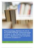 Pharmacology Module -1,-2 & -3 EXAM REVIEW, pharmacology module 3, Adv Pharm 5334 UTA Exam Test Bank