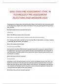  WGU D333 PRE-ASSESSMENT ETHIC IN TECHNOLOGY PRE-ASSESSMENT QUESTIONS AND ANSWERS 2024