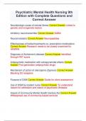 Psychiatric Mental Health Nursing 9th  Edition with Complete Questions and  Correct Answer Neurobiologic cause of mental illness Correct Answer Linked to  genetic and nongenetic factors Inhibitory neurotransmitter Correct Answer GABA Neuromodulator Correc