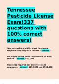 Tennessee Pesticide License Exam(337 questions with 100- correct answers)