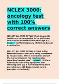 NCLEX 3000 oncology test with 100- correct answers.