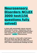 Neurosensory Disorders NCLEX 3000 test(156 questions fully solved).