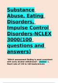 Substance Abuse, Eating Disorders, Impulse Control Disorders-NCLEX 3000(100 questions  and answers)