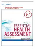 Test Bank For Essential Health Assessment 2nd Edition, By Janice Thompson All Chapters 1-24 LATEST