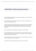 LSUS MHA 710 Economics Exam 3 Questions and Answers