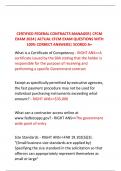 CERTIFIED FEDERAL CONTRACTS MANAGER| CFCM EXAM 2024| ACTUAL CFCM EXAM QUESTIONS WITH 100% CORRECT ANSWERS| SCORED A+