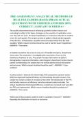 PRE-ASSESSMENT: ANALYTICAL METHODS OF HEALTH LEADERS (RAO2) (PRAO) ACTUAL QUESTIONS WITH VERIFIED ANSWERS 100% CORRECT | ALREADY SCORED A+