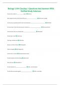 Biology 1104 Checkup 1 Questions And Answers With Verified Study Solutions