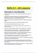 Leading SAFe 5.1 - All Lessons/ Exams Questions and answered Verifies, Distinction solution guide, updated Summer 2024.