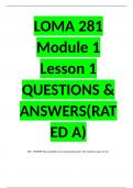 LOMA 281 Module 1 Lesson 1 QUESTIONS & ANSWERS(RATED A)